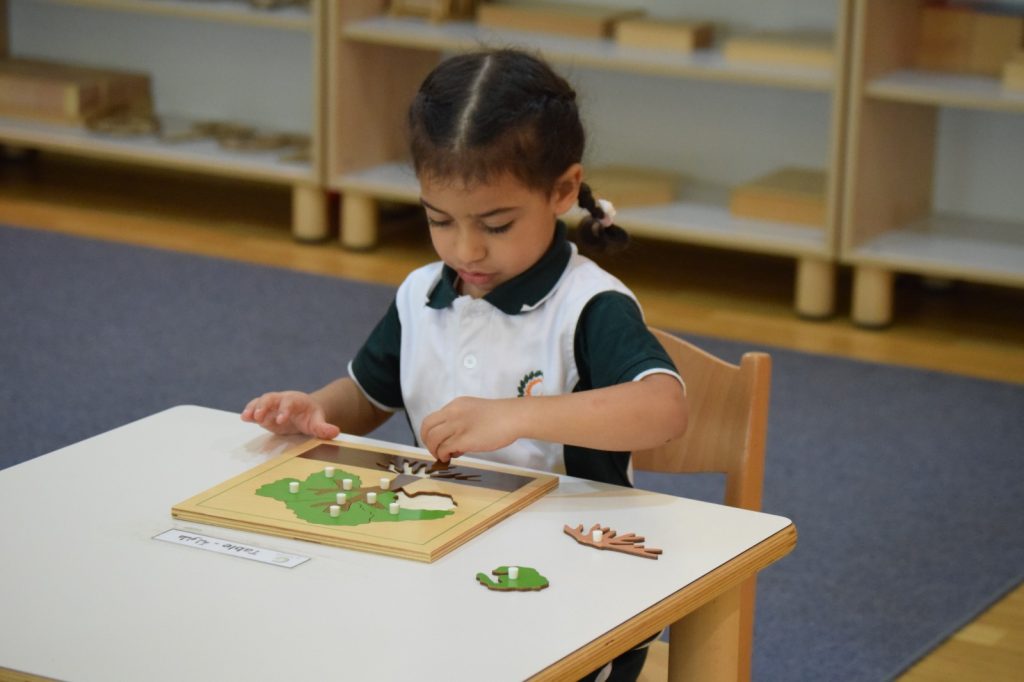 Child with Montessori puzzle